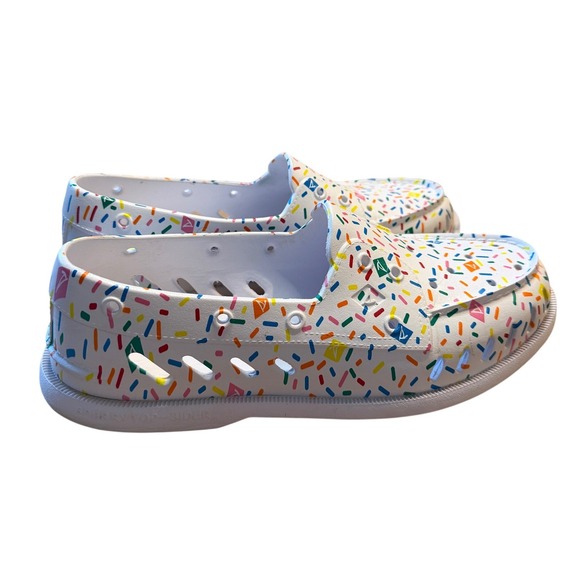Sperry Authentic Original Float Boat Shoes White Multi Sprinkle Print Mens 9 - Picture 6 of 16
